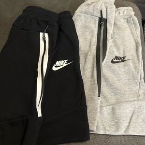 Nike tech sweat shorts youth medium gray and black like new